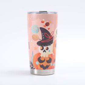 Customized Creative 304 Stainless Steel Insulated Mug, 3D-Printed Beer Cup, Halloween Large-Capacity 20oz Car Tumbler (Option: Purple)