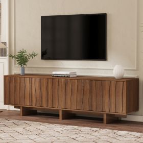 Retro Style Wood Grain TV Stand With Wavy Door Design For TVs Up To 75 Rustic Media Console With Ample Storage Space, Sturdy Base TV Cabinet With (Option: Walnut)